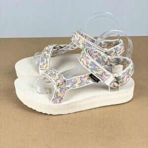Teva Midform Universal Platform Sandals Womens 7 Cream Purple Green Casual